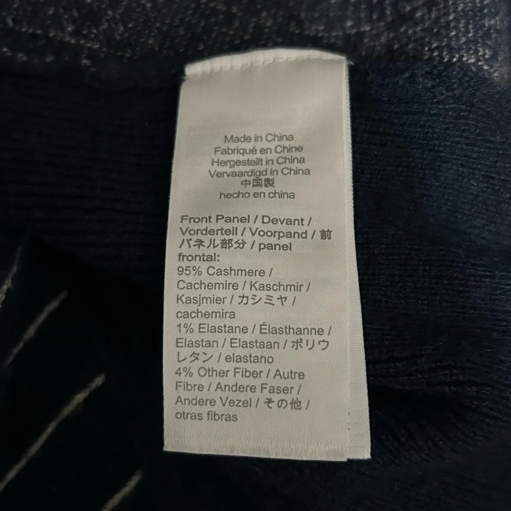 J. Crew Cashmere Blend Cardigan Sweater Vest Pinstripe Navy Preppy Old Money
